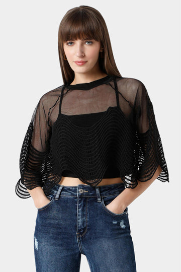Mesh Crochet Crop Top