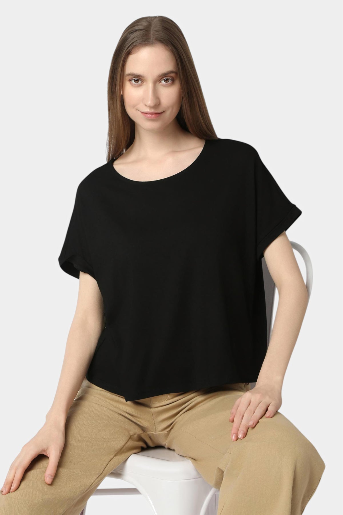 Solid Relaxed Fit Boxy T-Shirt