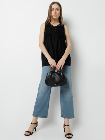 Embroidered Lace V-Neck Sleeveless Top