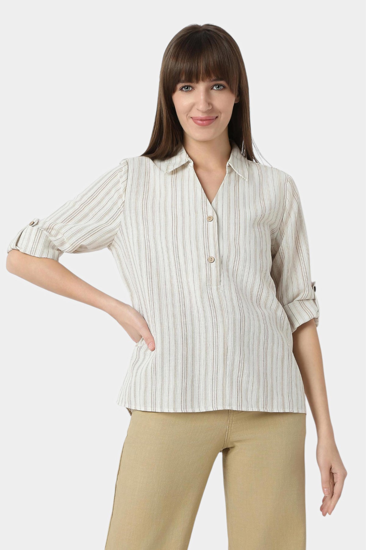 Striped Popover Shirt Top