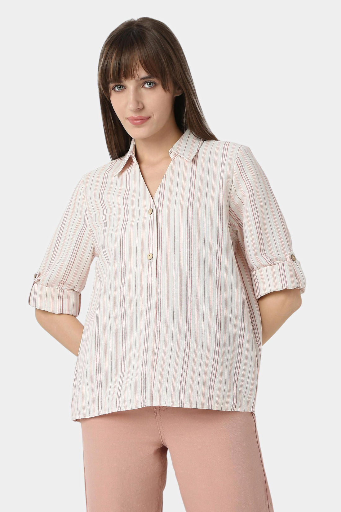 Striped Popover Shirt Top
