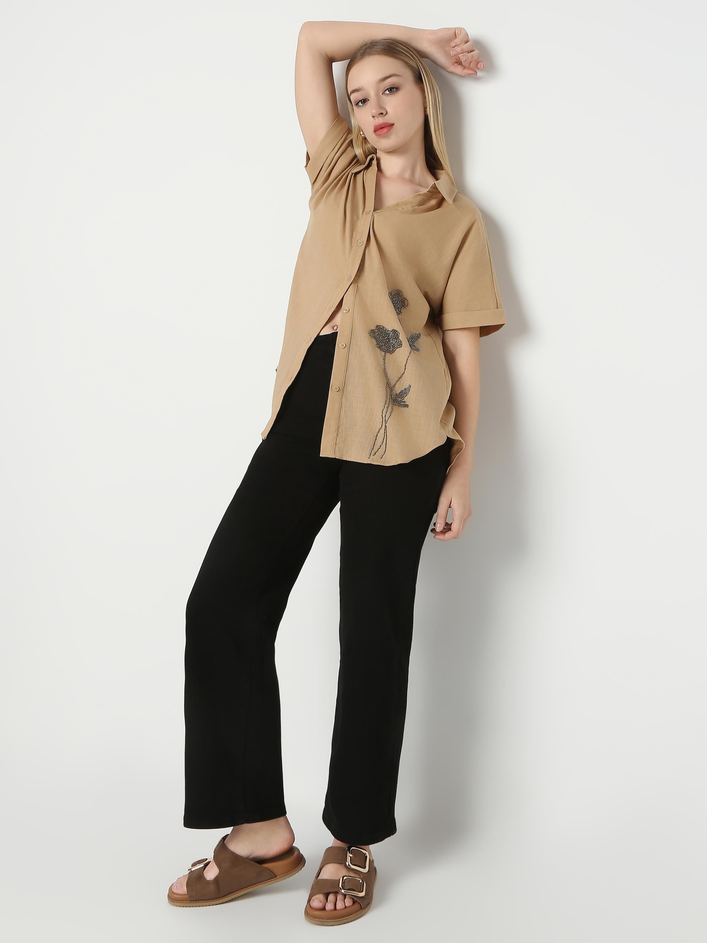 Black Relaxed Short-Sleeve Shirt