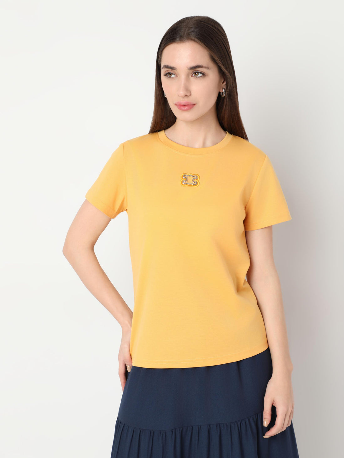 Mustard Yellow Slim-Fit Crew-Neck Top