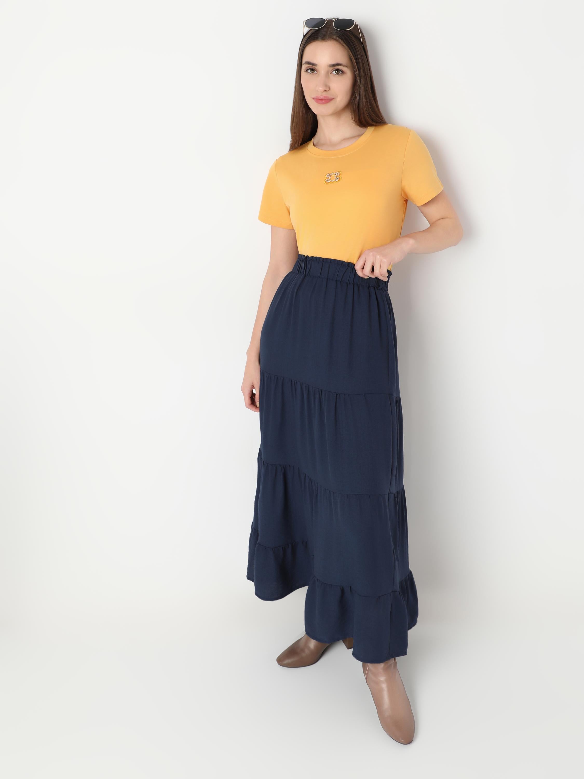 Mustard Yellow Slim-Fit Crew-Neck Top