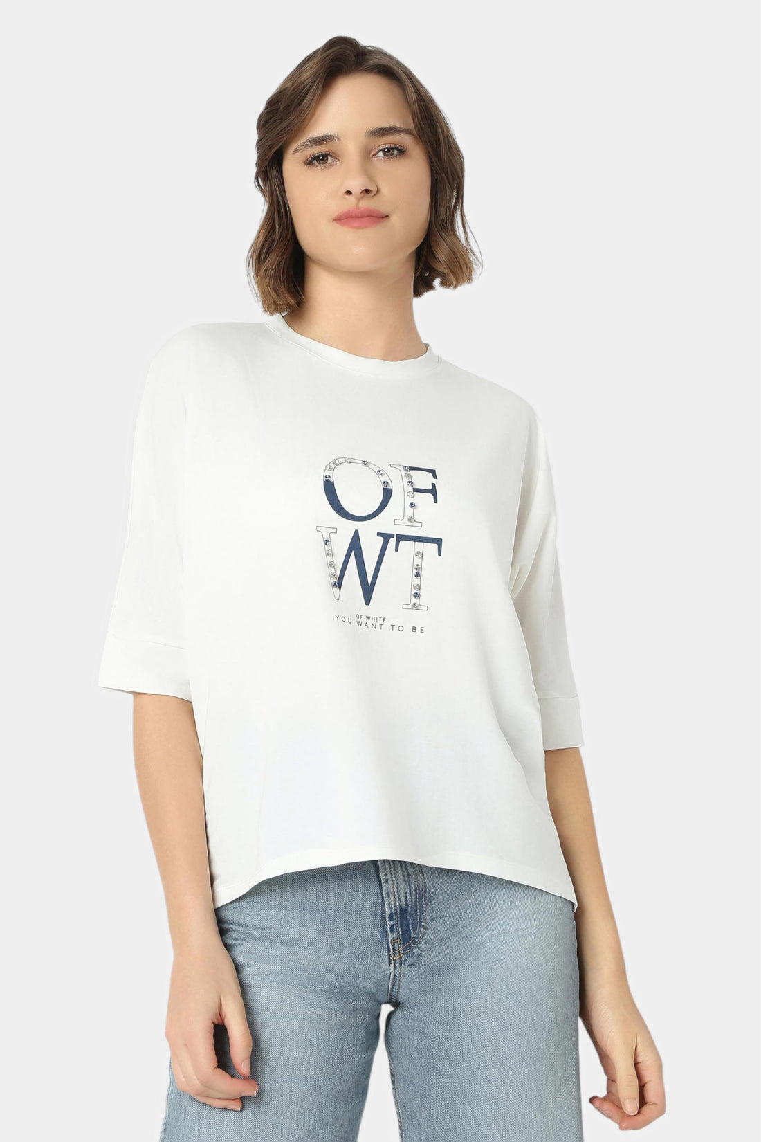 Embellished Typography Oversized T-Shirt