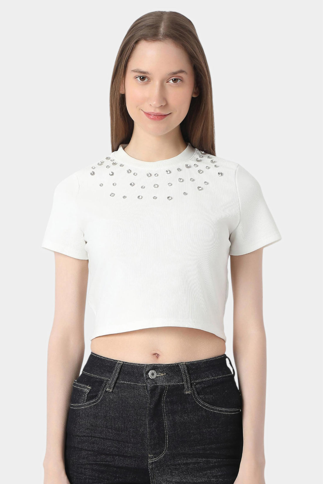 Crystal Embellished Crop Top