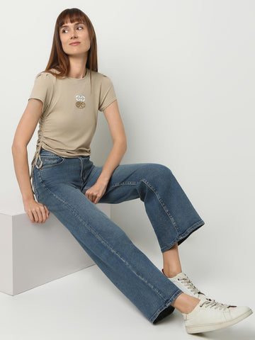 Ruched Side Tie Fitted Tee