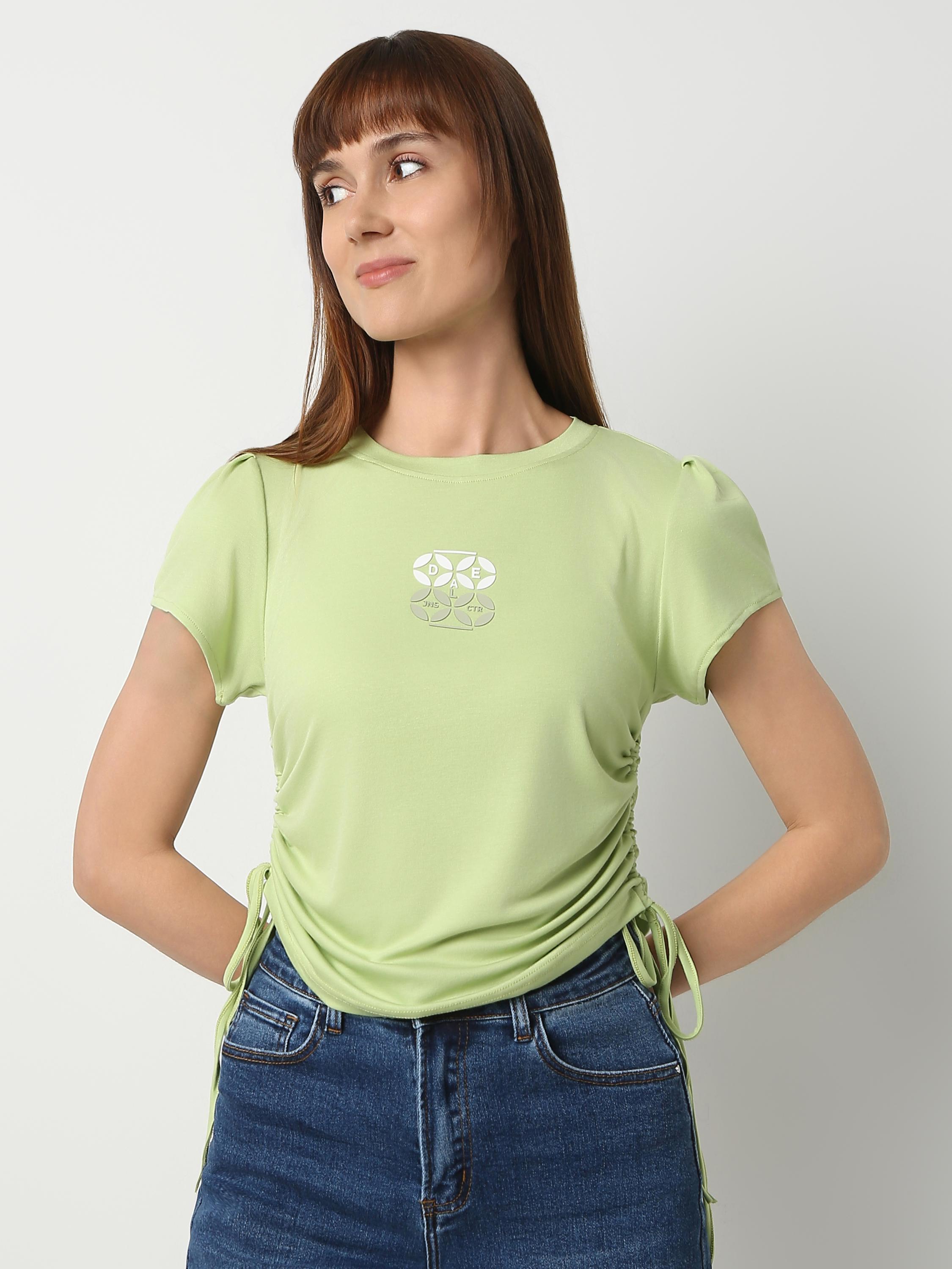 Ruched Side Tie Fitted Tee