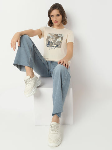 Crew-Neck T-shirt with Abstract Graphic