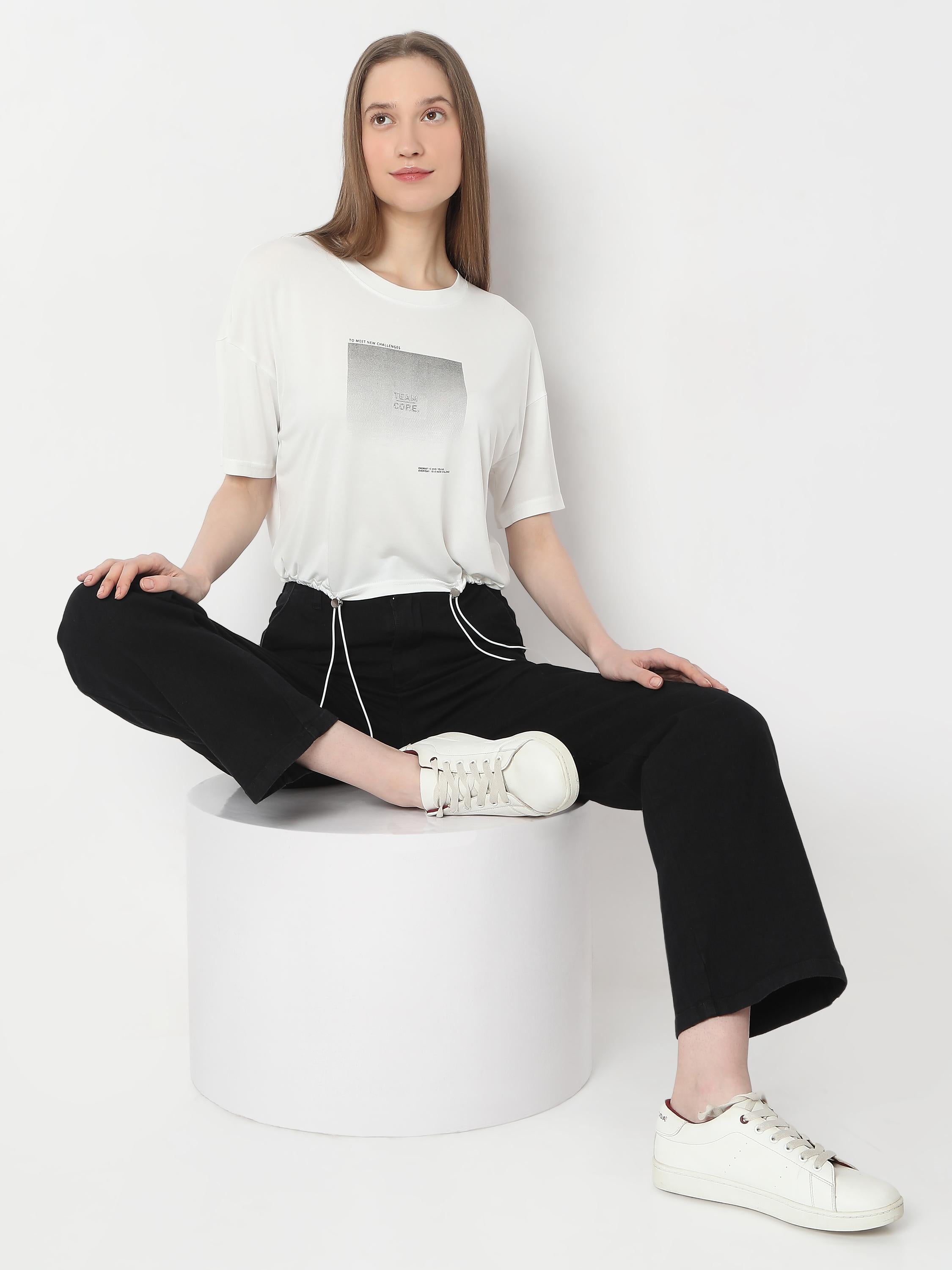 Team Core Graphic Drawstring Crop Tee