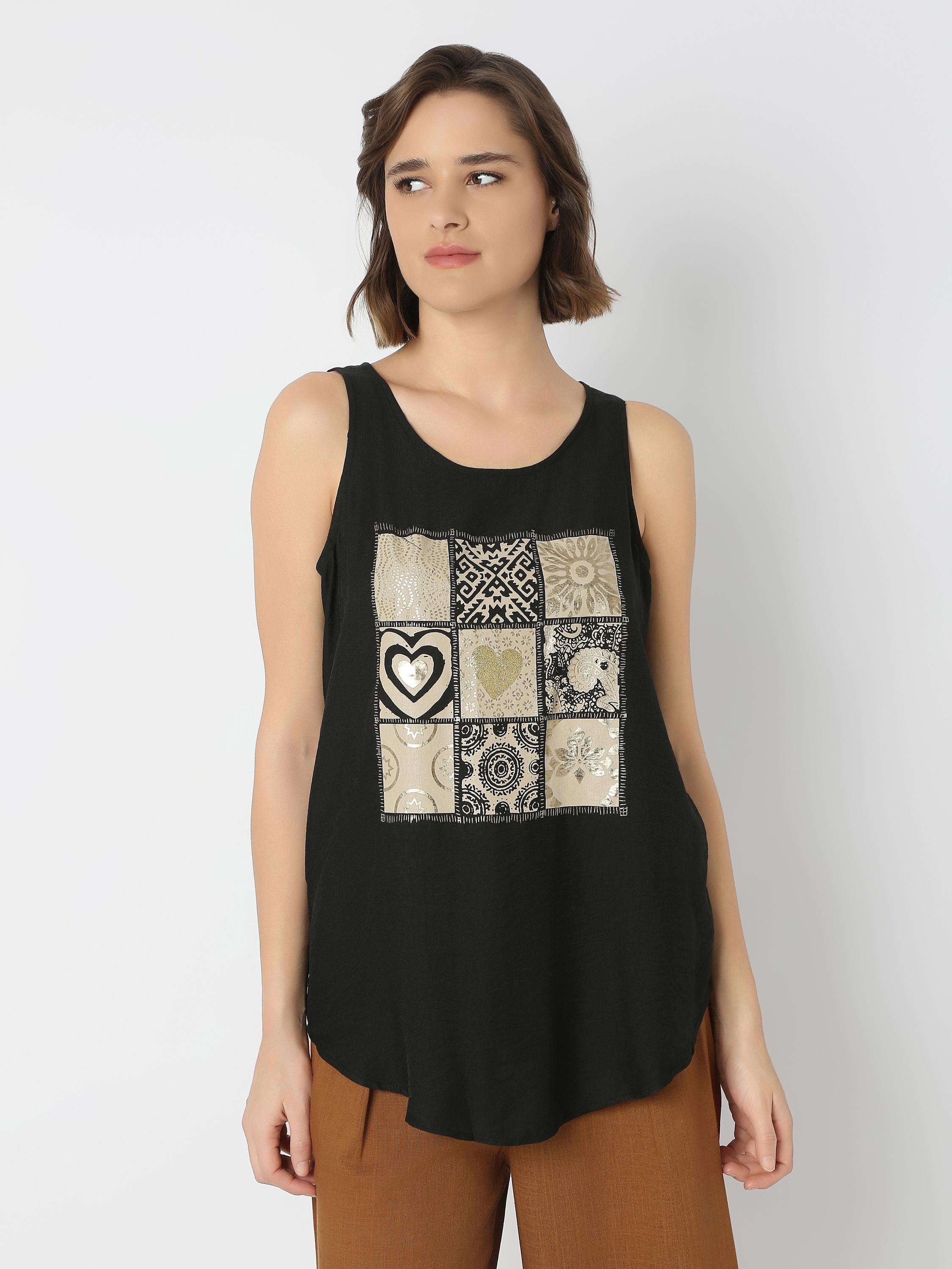Printed Sleeveless Casual Top
