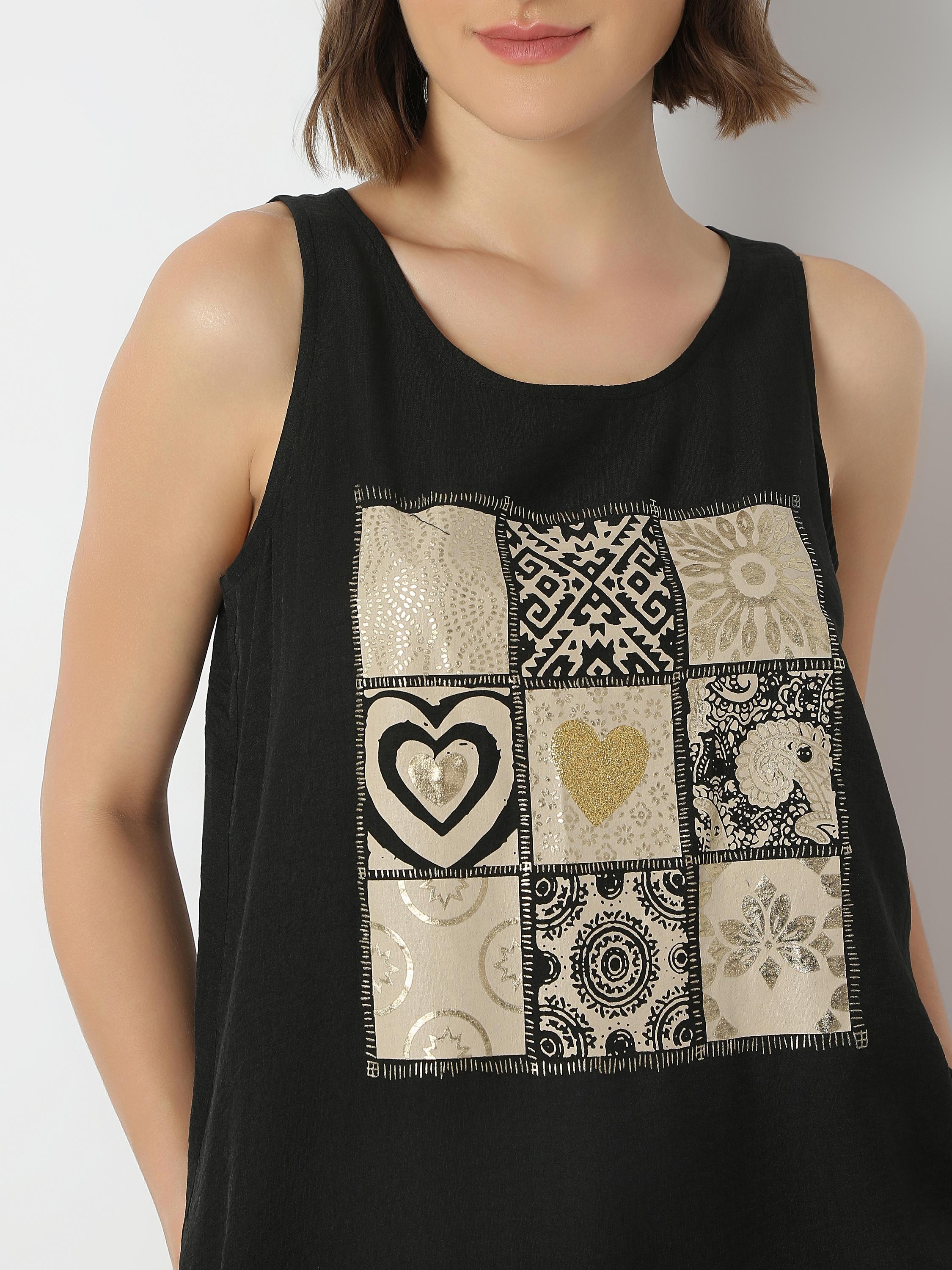 Printed Sleeveless Casual Top
