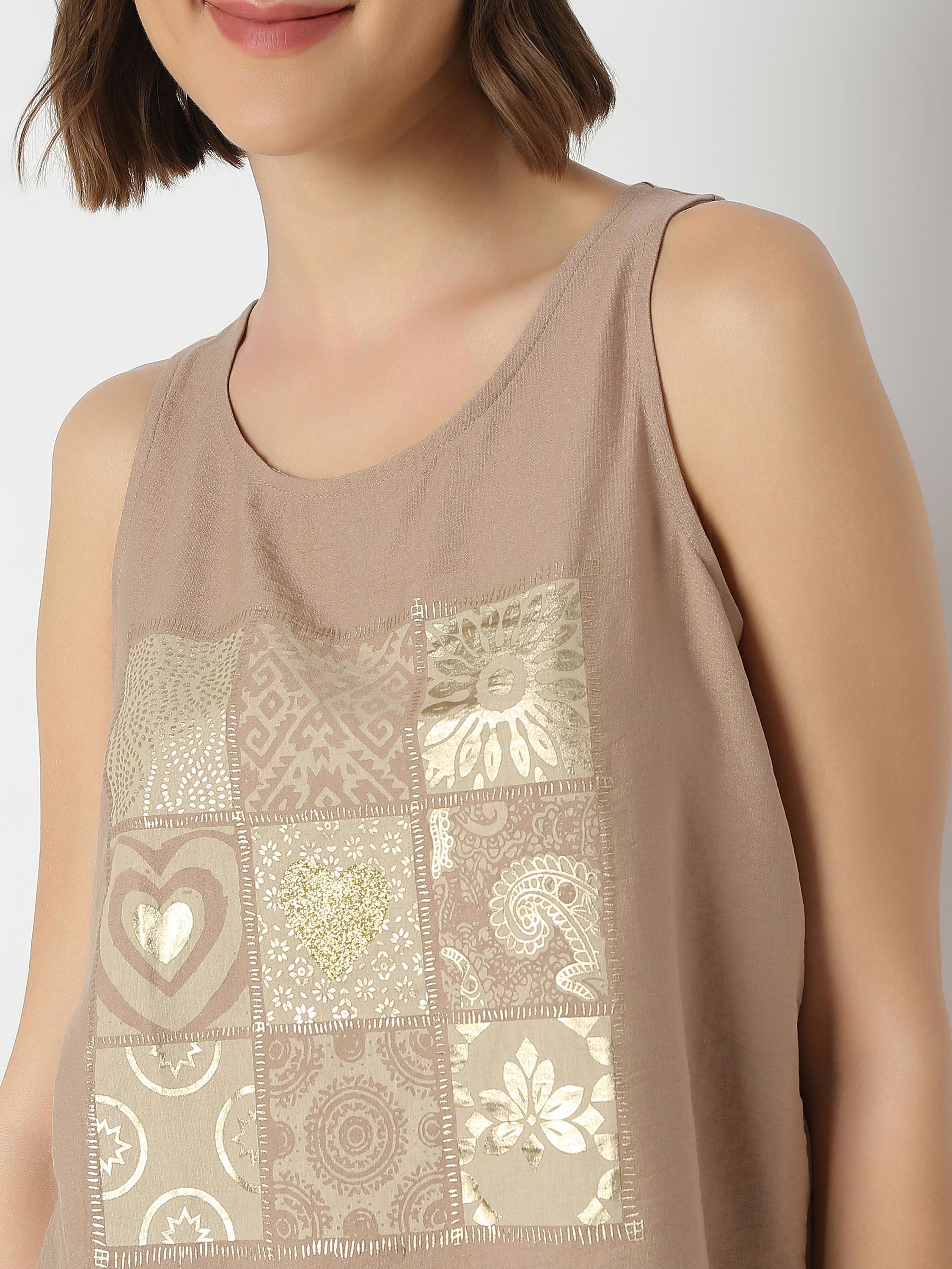 Printed Sleeveless Casual Top