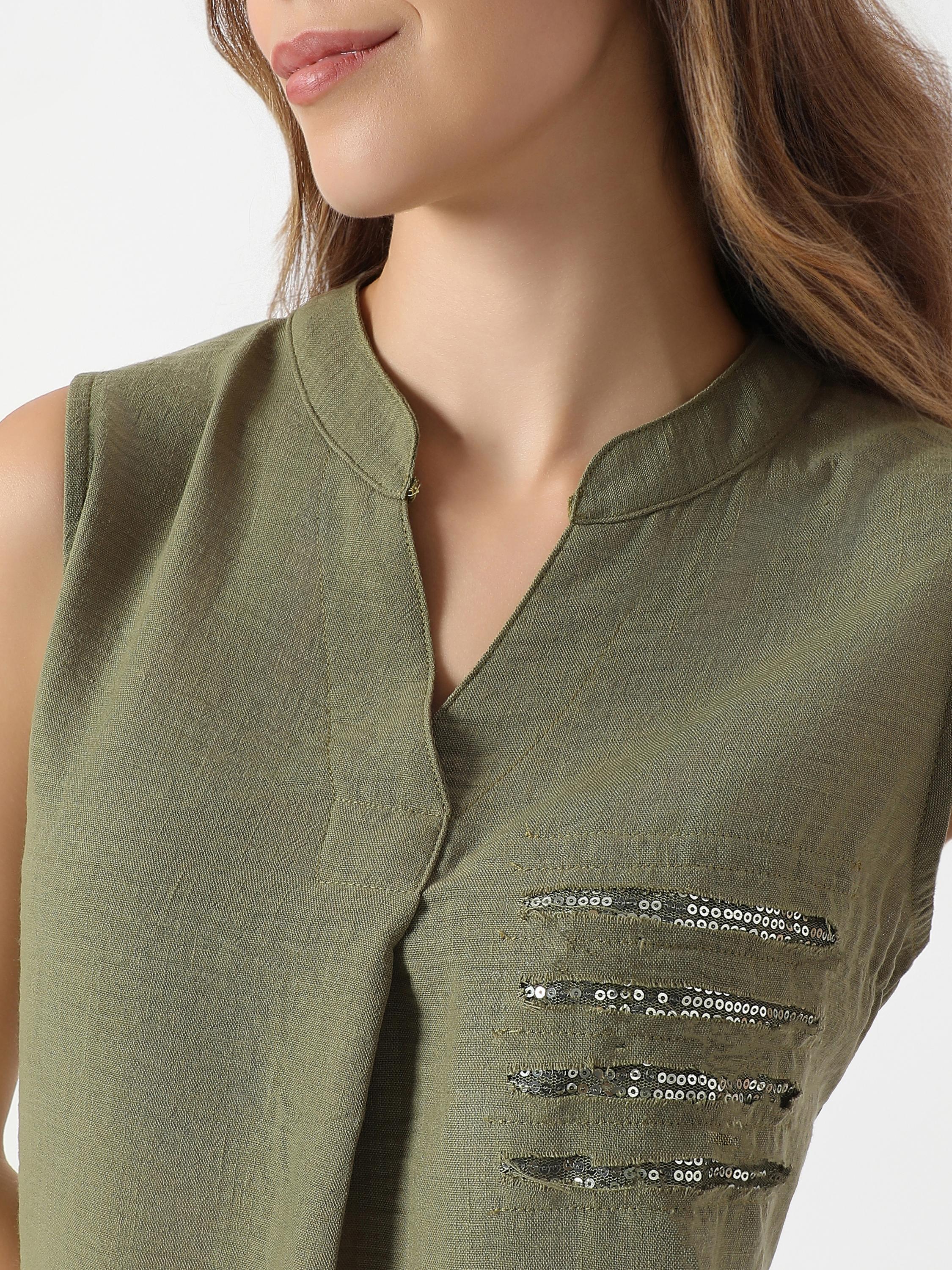 Sequin Detail Sleeveless Tunic Top