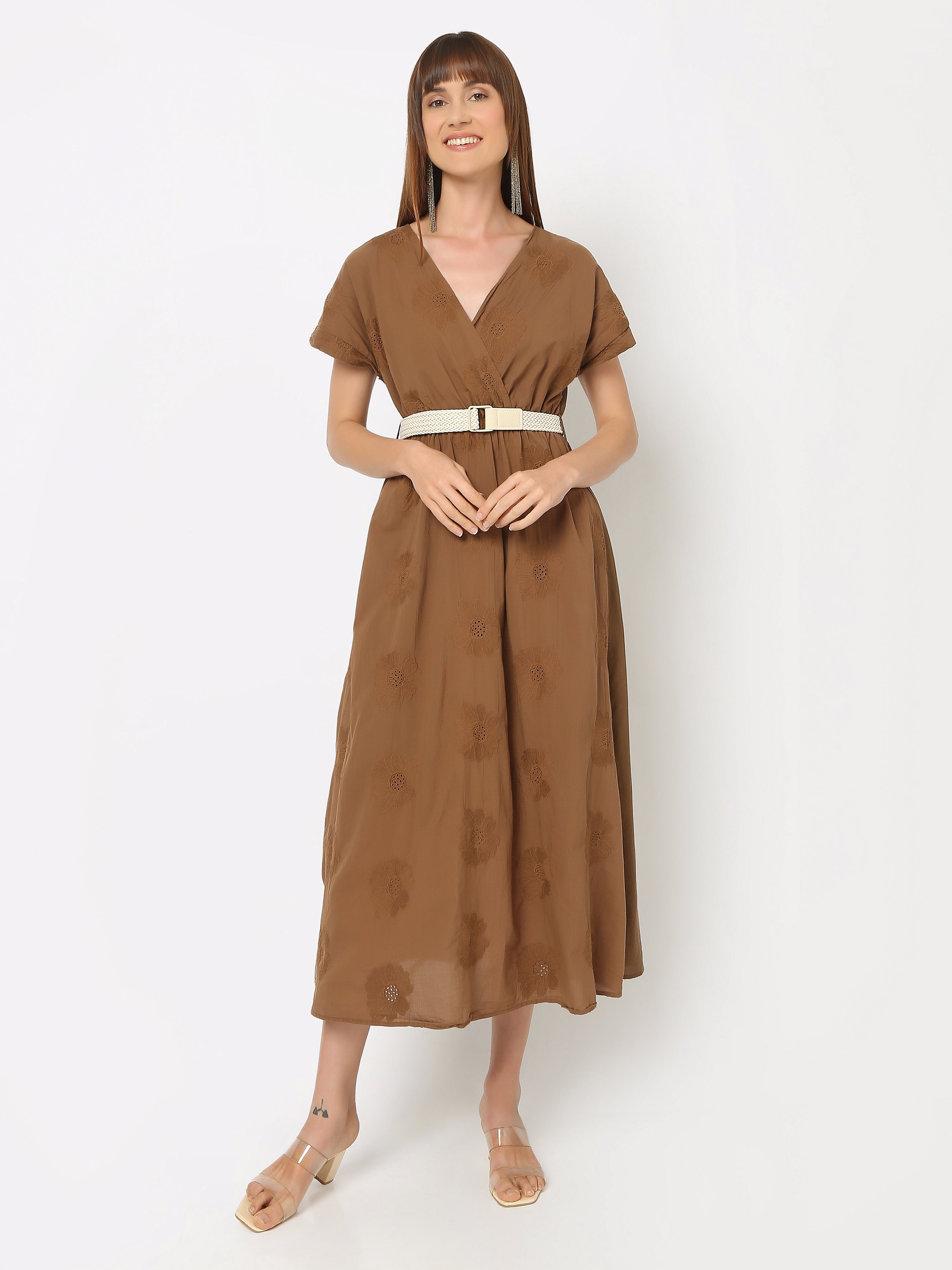 Women's Embroidered Wrap Dress