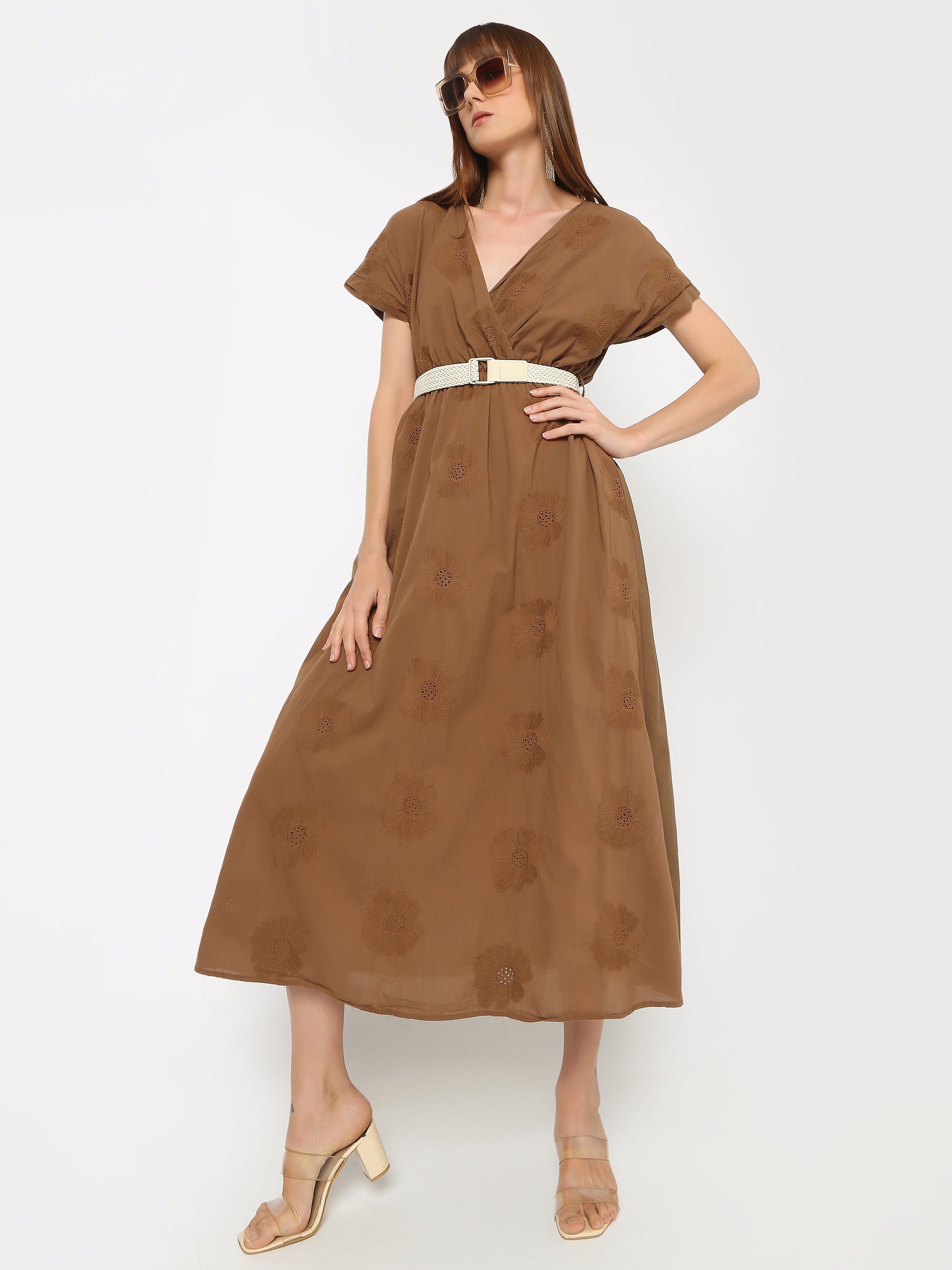Women's Embroidered Wrap Dress