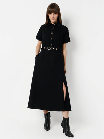 Women's Shirt Dress with Side Slit