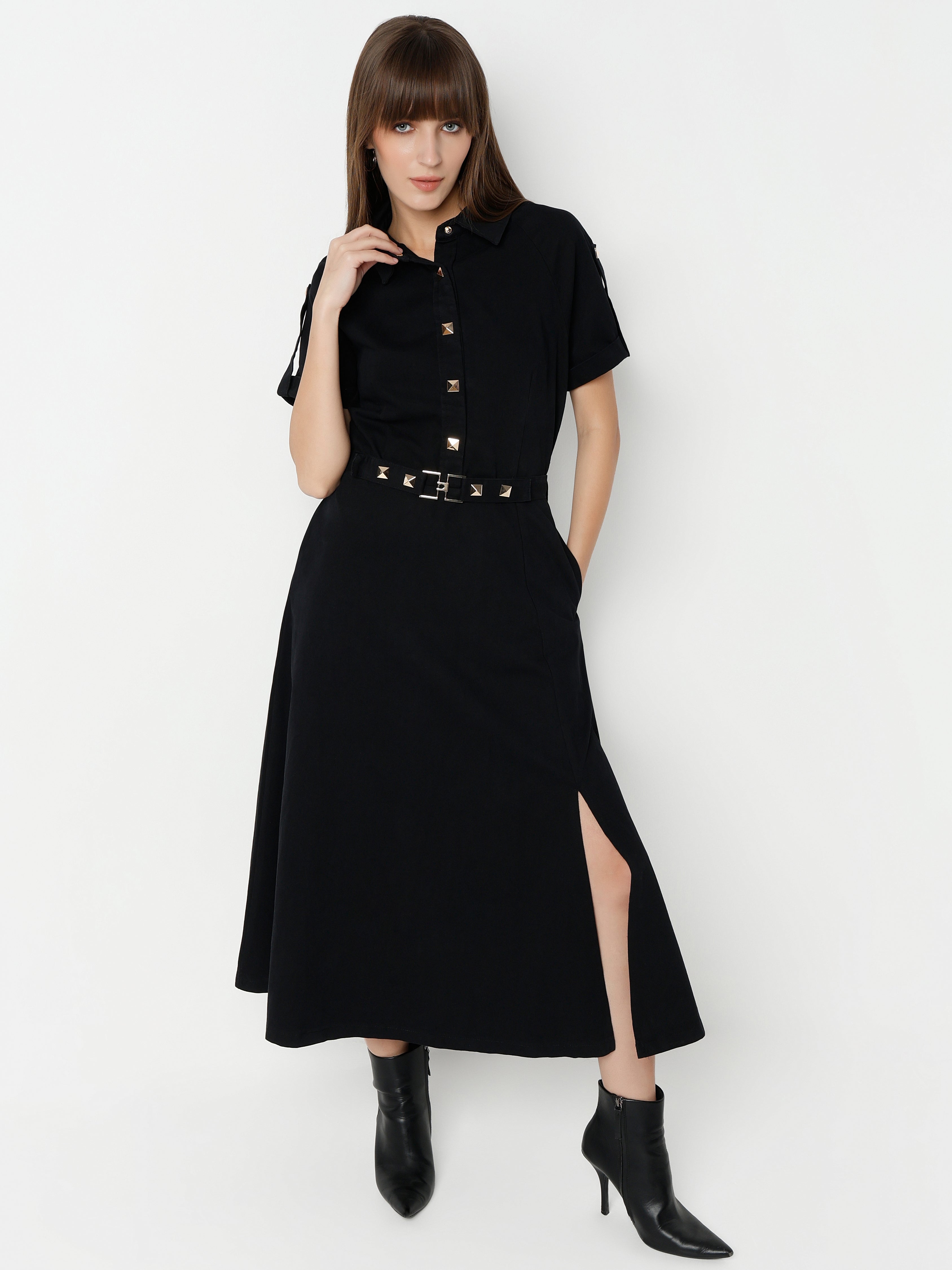 Women's Shirt Dress with Side Slit