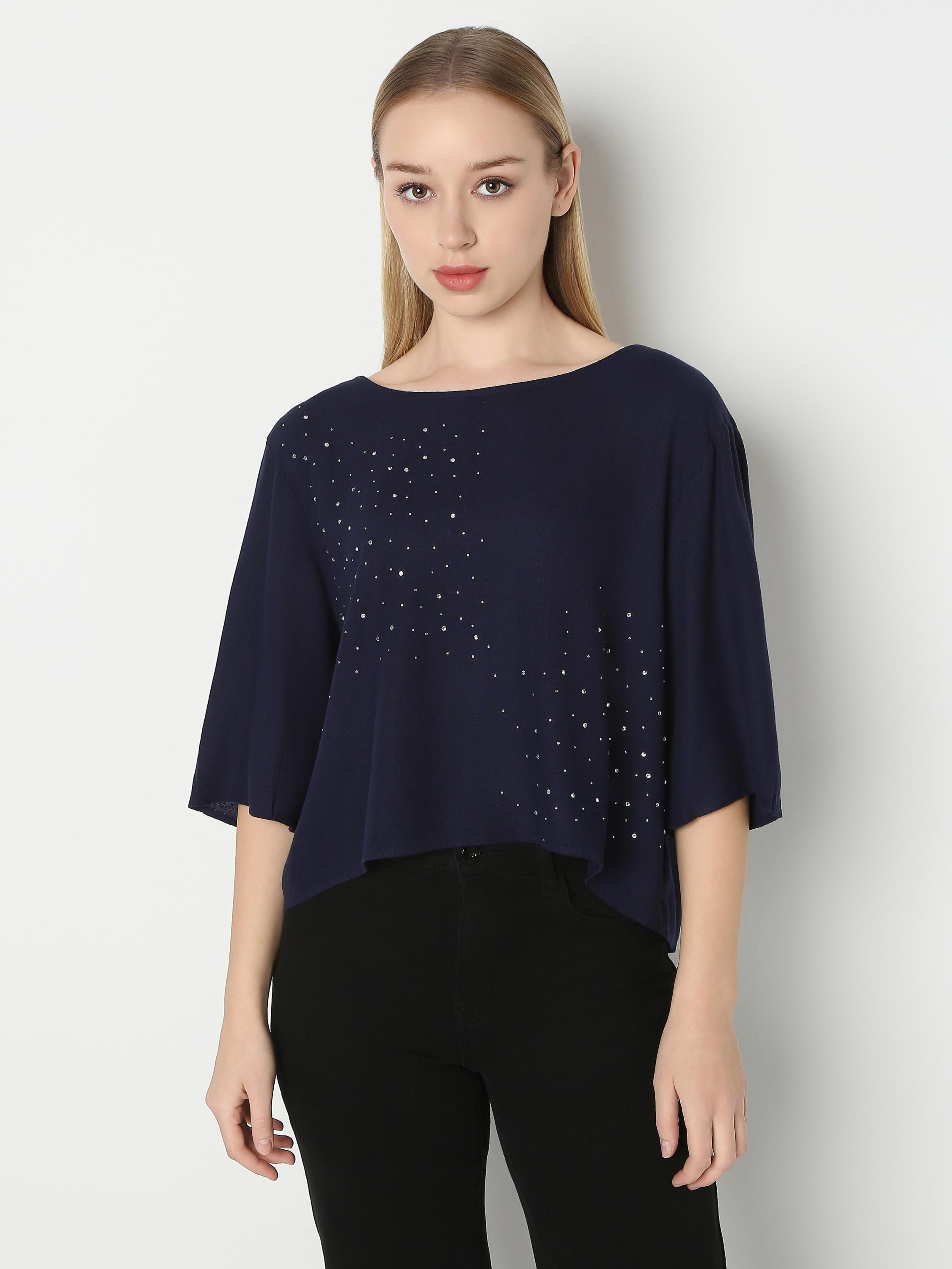 Rhinestone Detail Relaxed Top