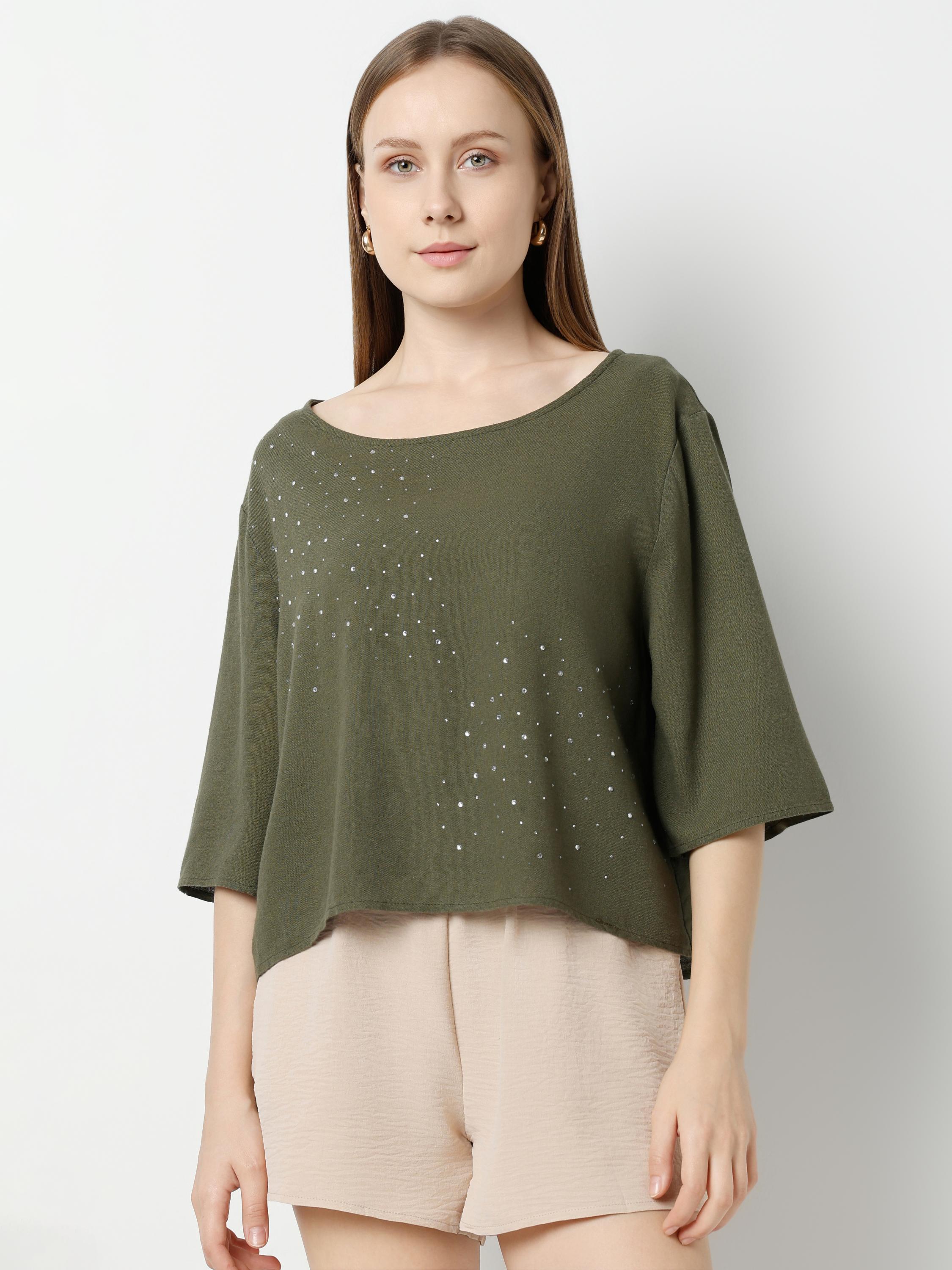 Rhinestone Detail Relaxed Top