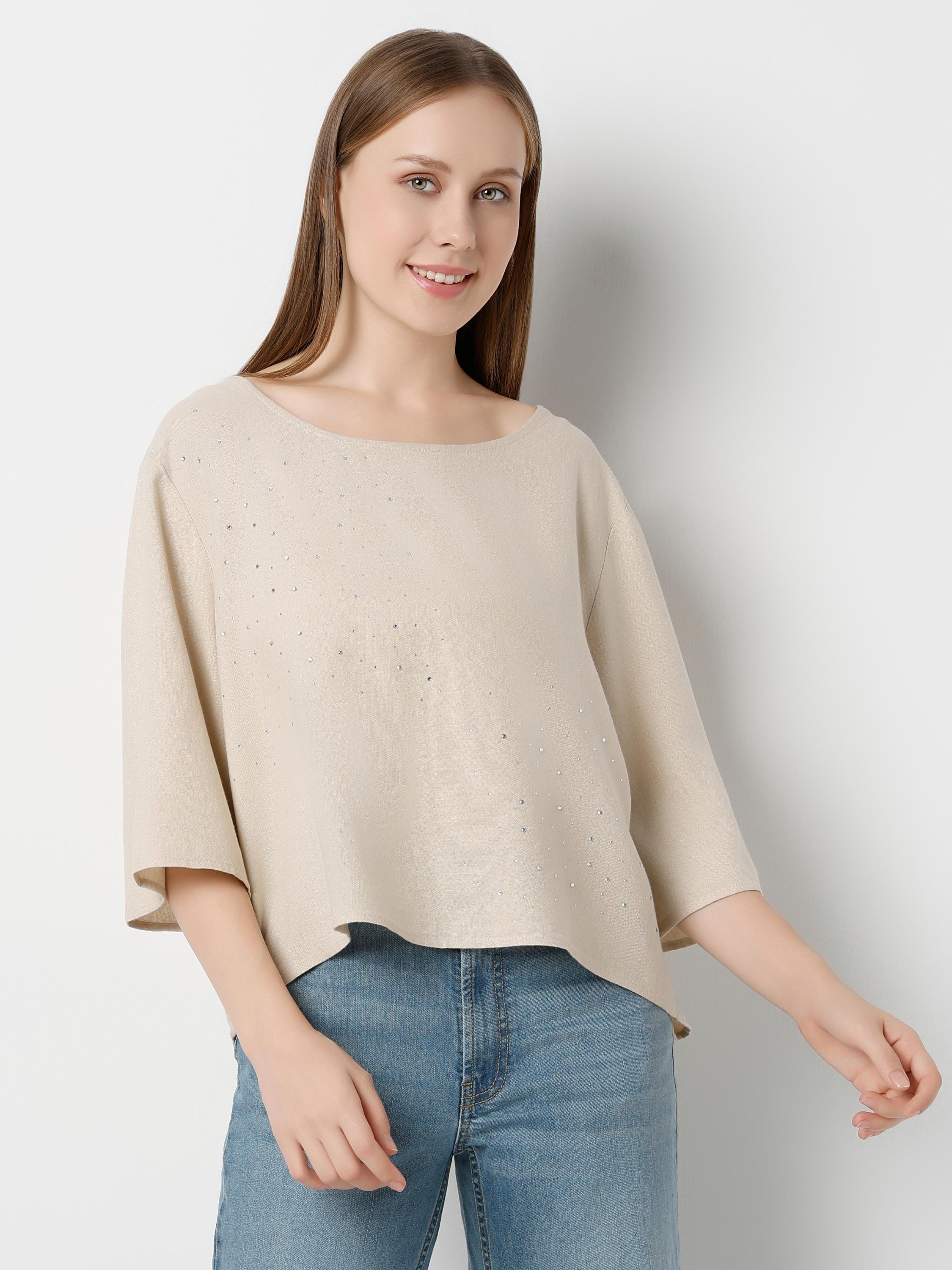 Rhinestone Detail Relaxed Top