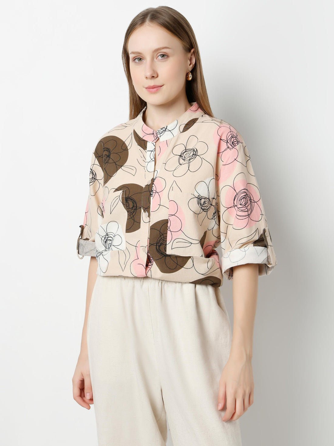 Abstract Floral Printed Casual Shirt