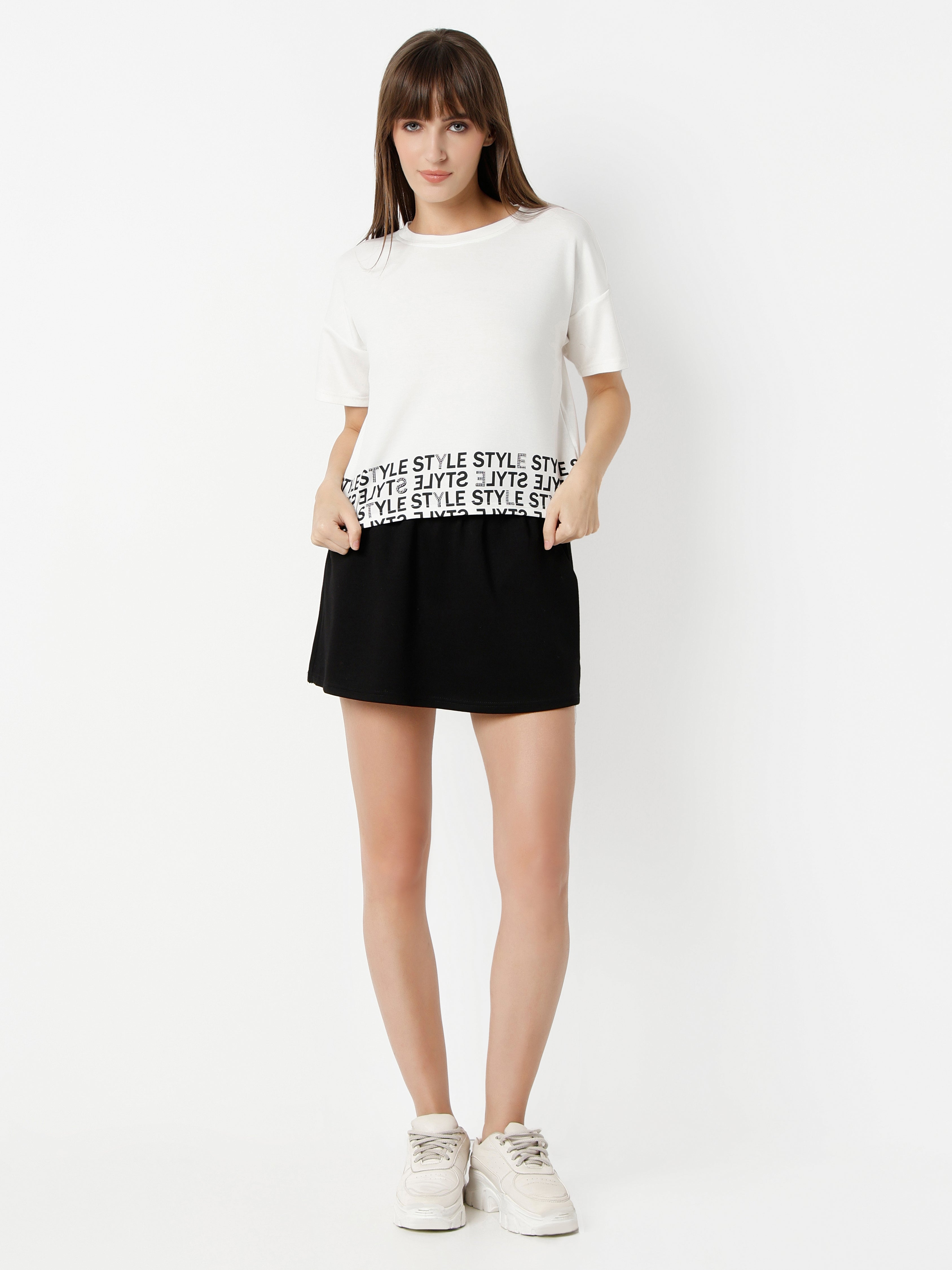 Women's Printed Crop Top with Short Pants-Set