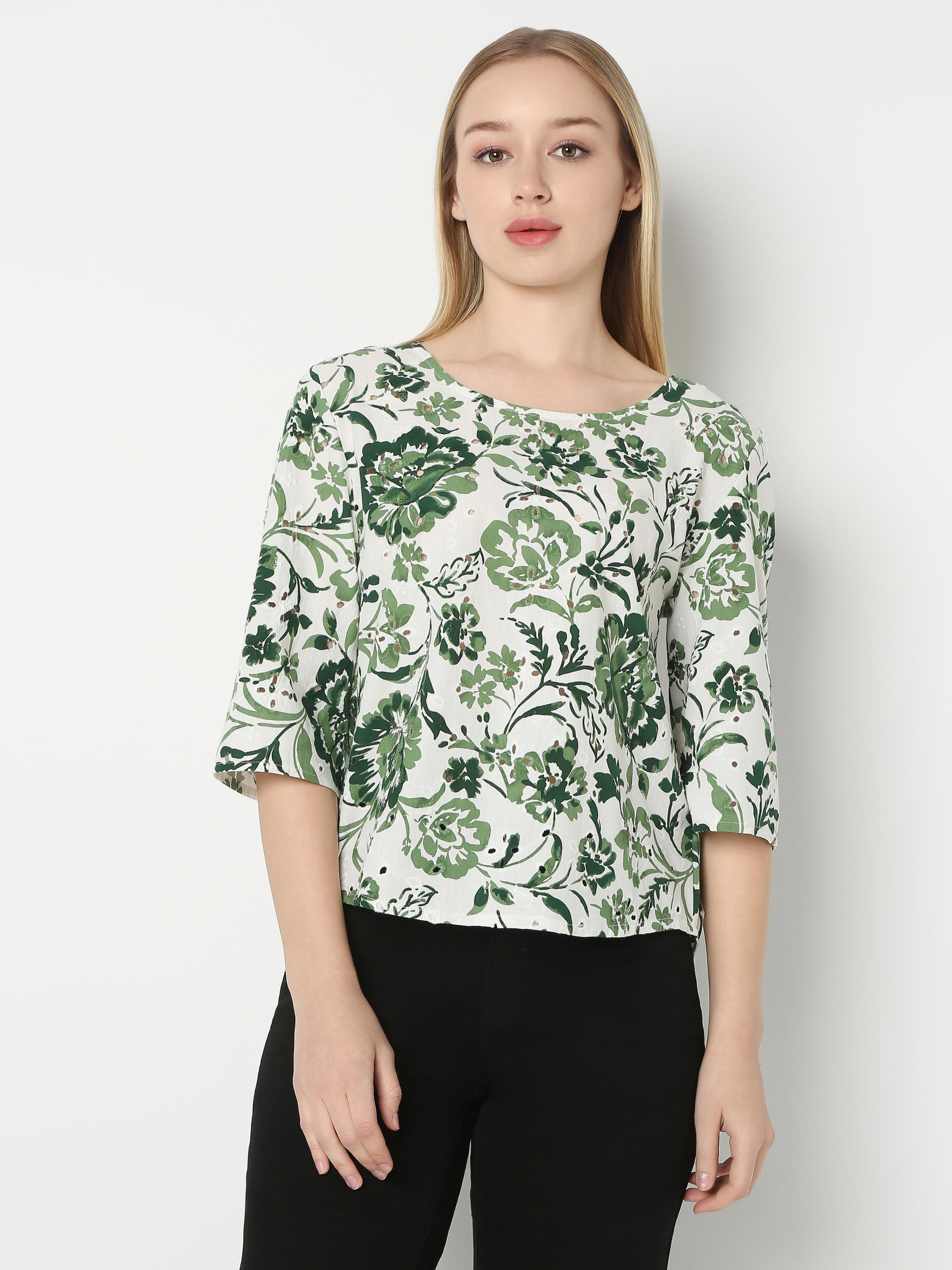 Botanical Print Relaxed Fit Top