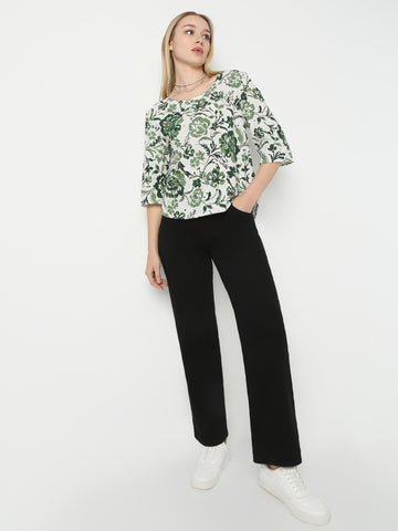 Botanical Print Relaxed Fit Top