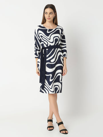 Women's Bold Swirl Print Midi Dress