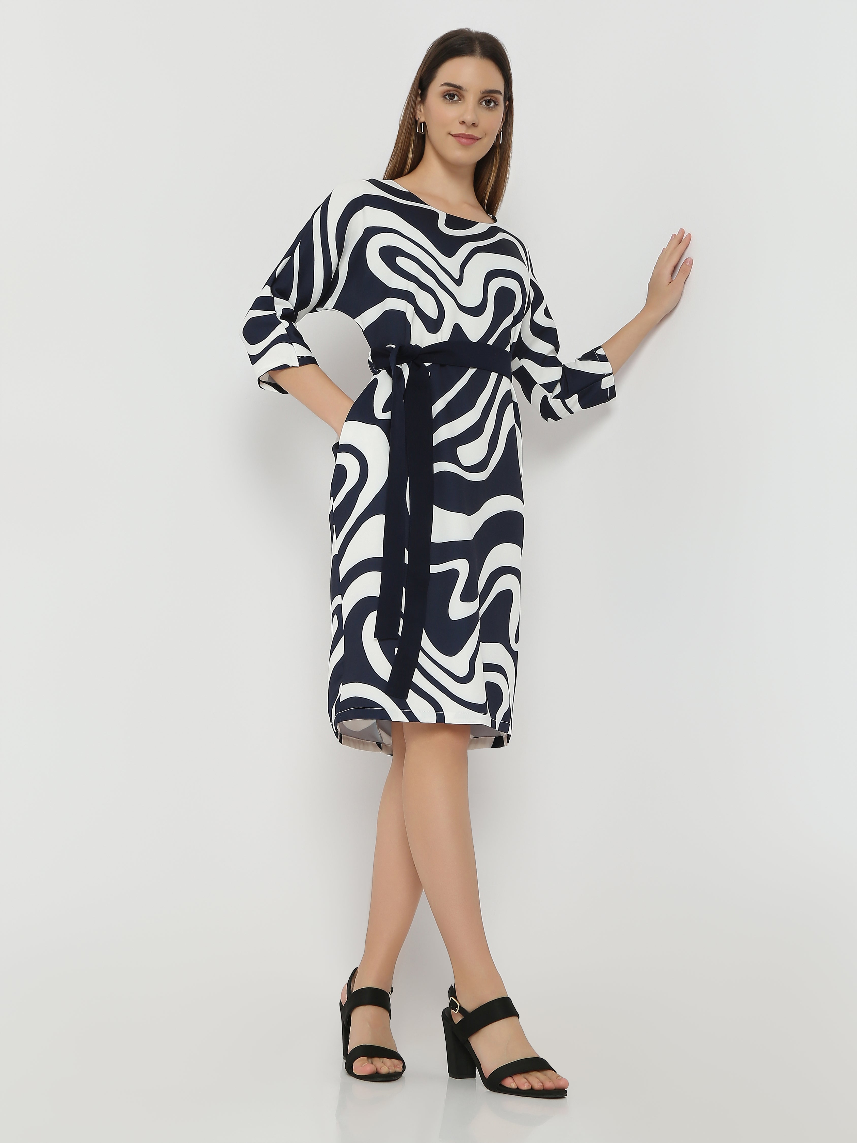 Women's Bold Swirl Print Midi Dress