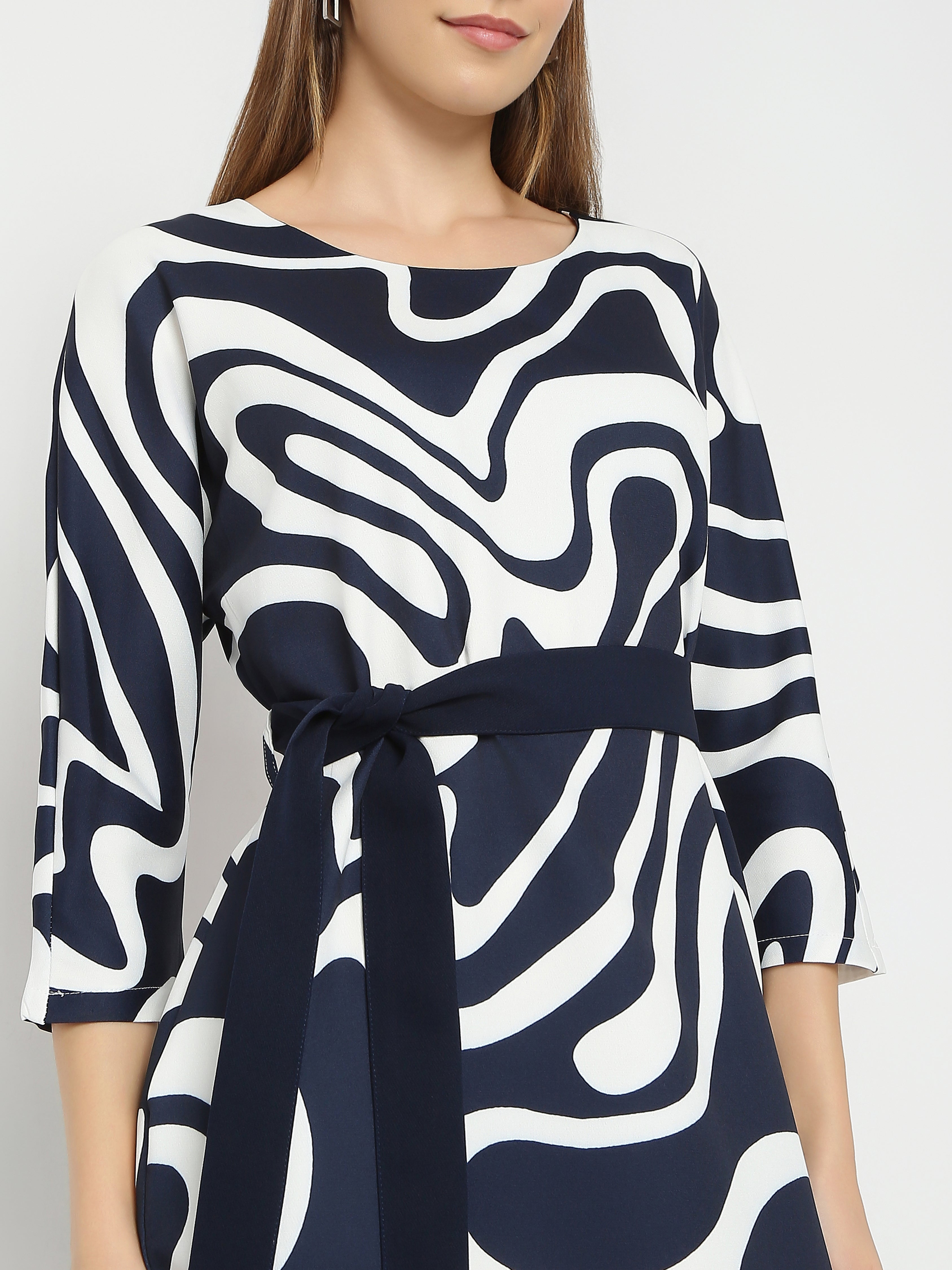 Women's Bold Swirl Print Midi Dress