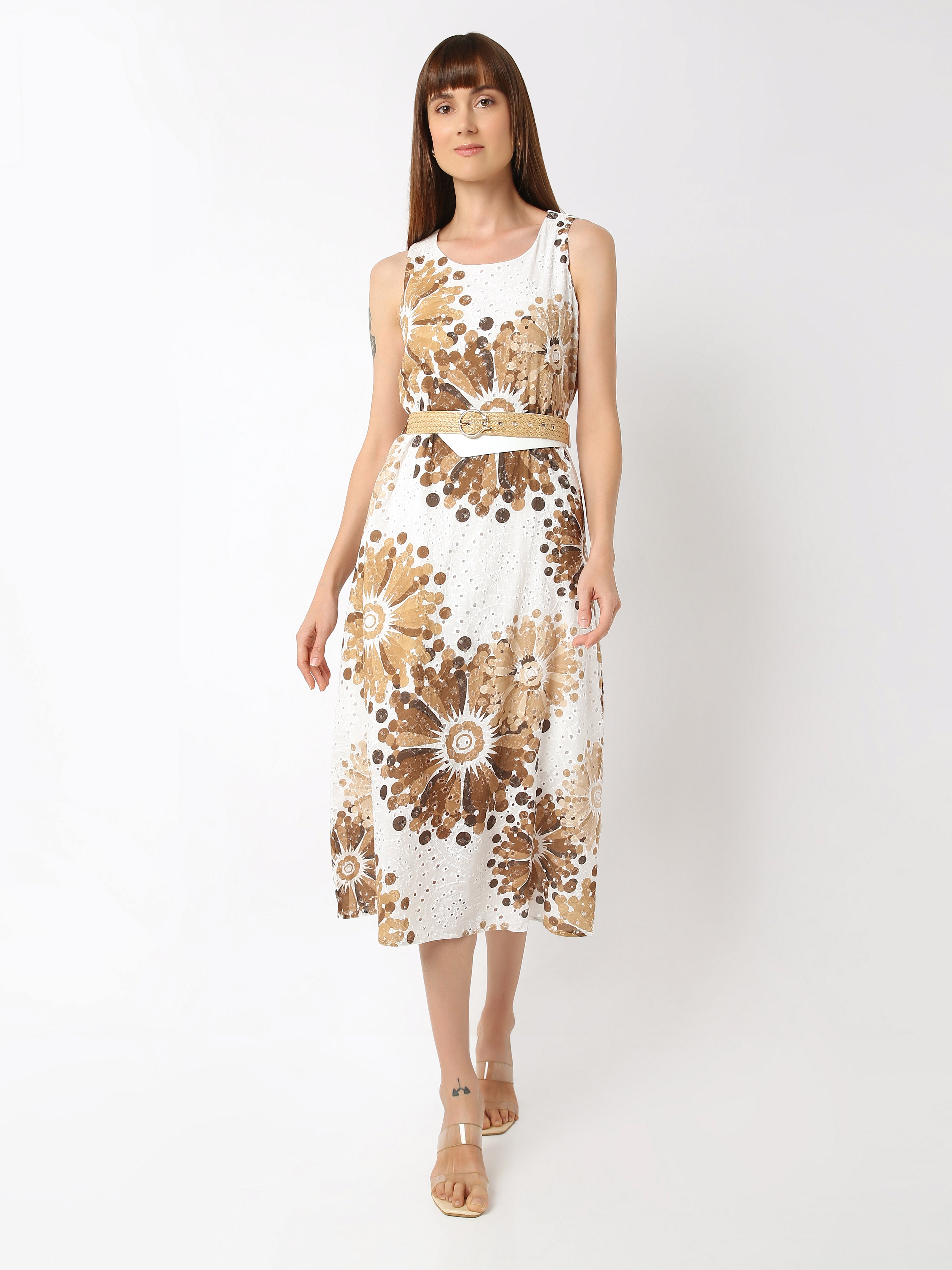 Women's Sleeveless Floral Midi Dress