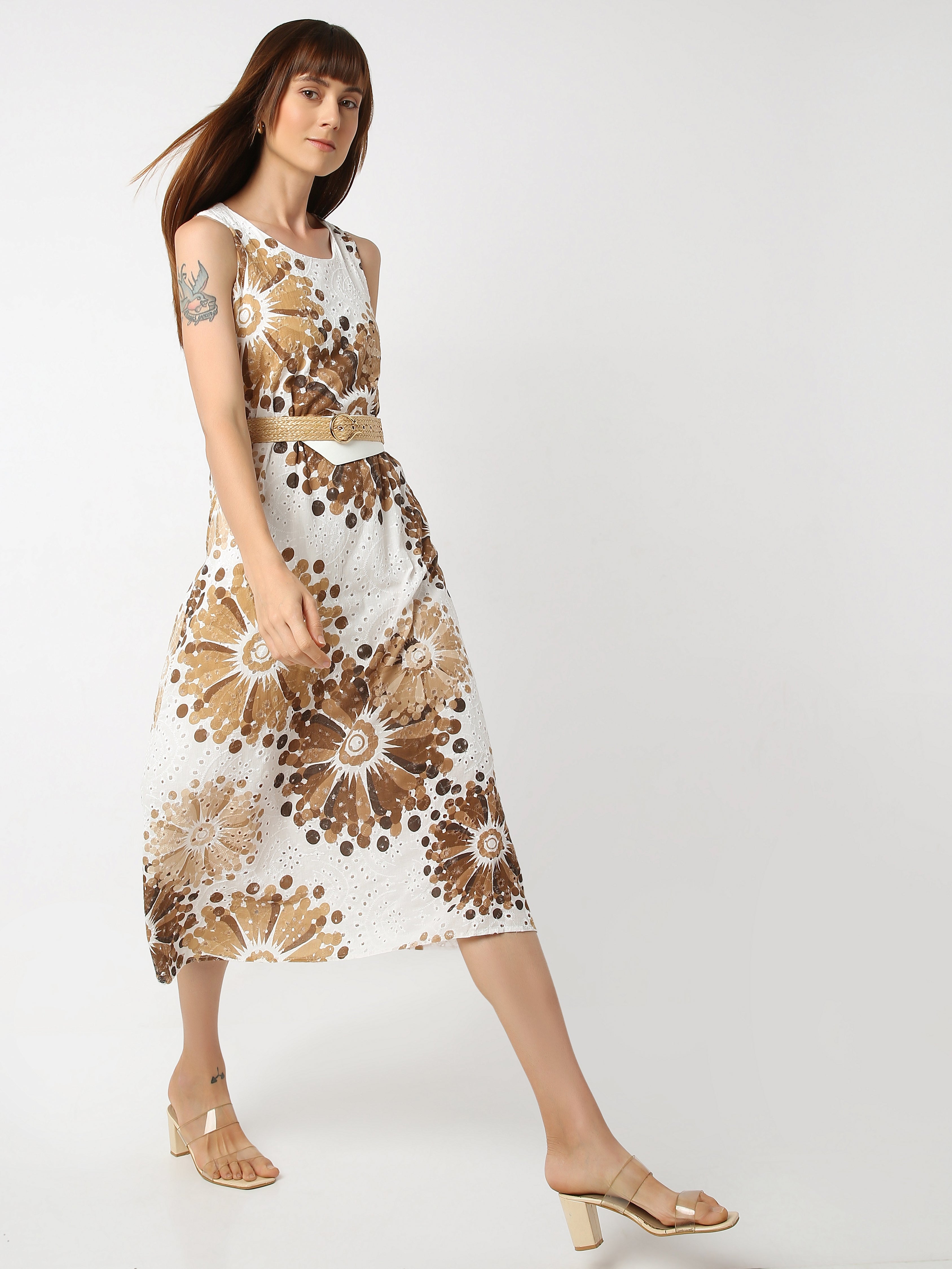 Women's Sleeveless Floral Midi Dress