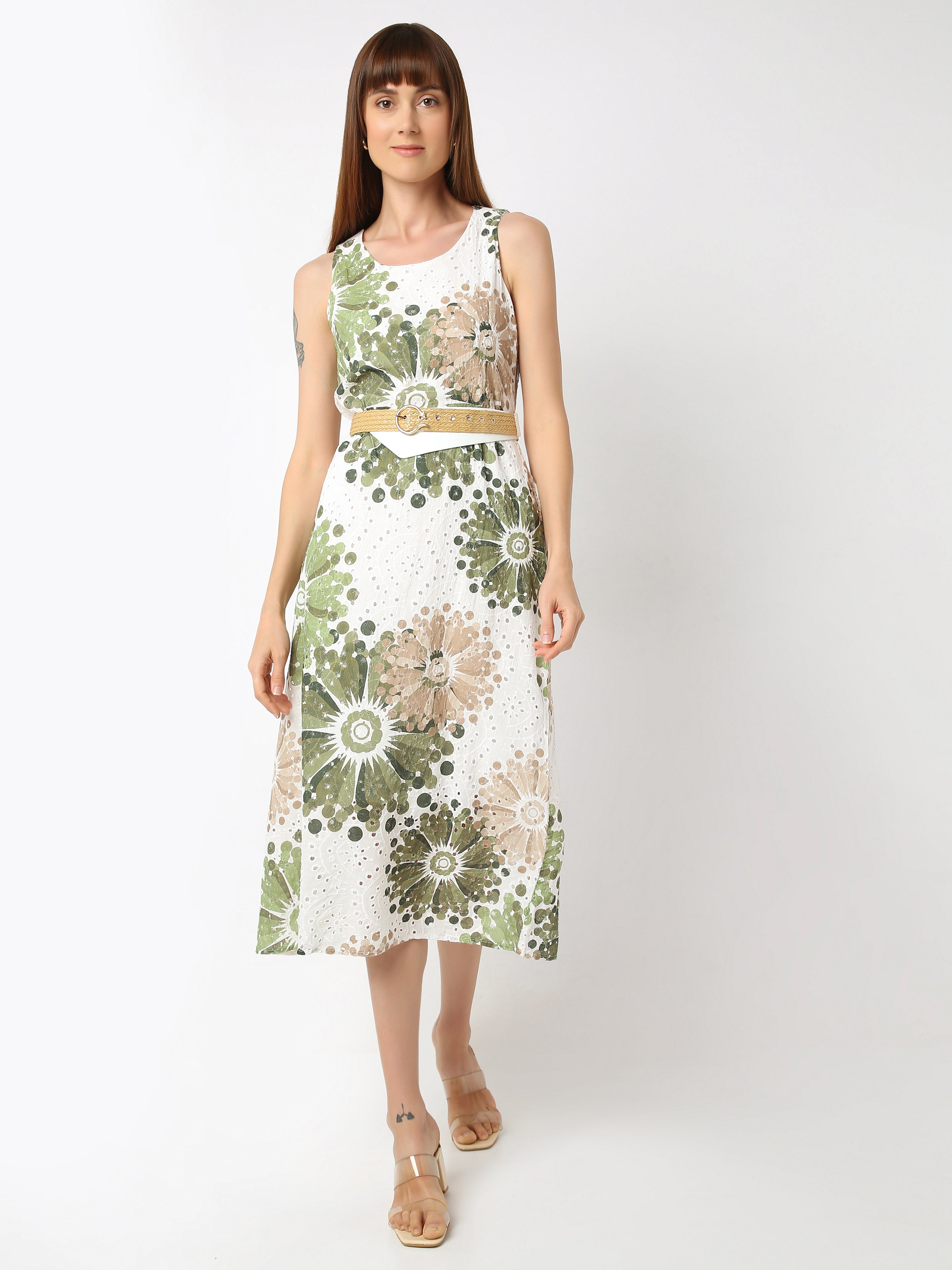 Women's Sleeveless Floral Midi Dress
