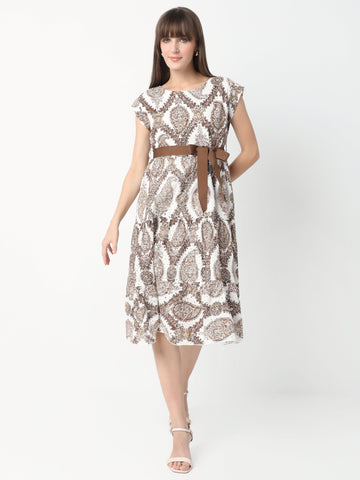 Paisley Poise Tie-Waist Dress