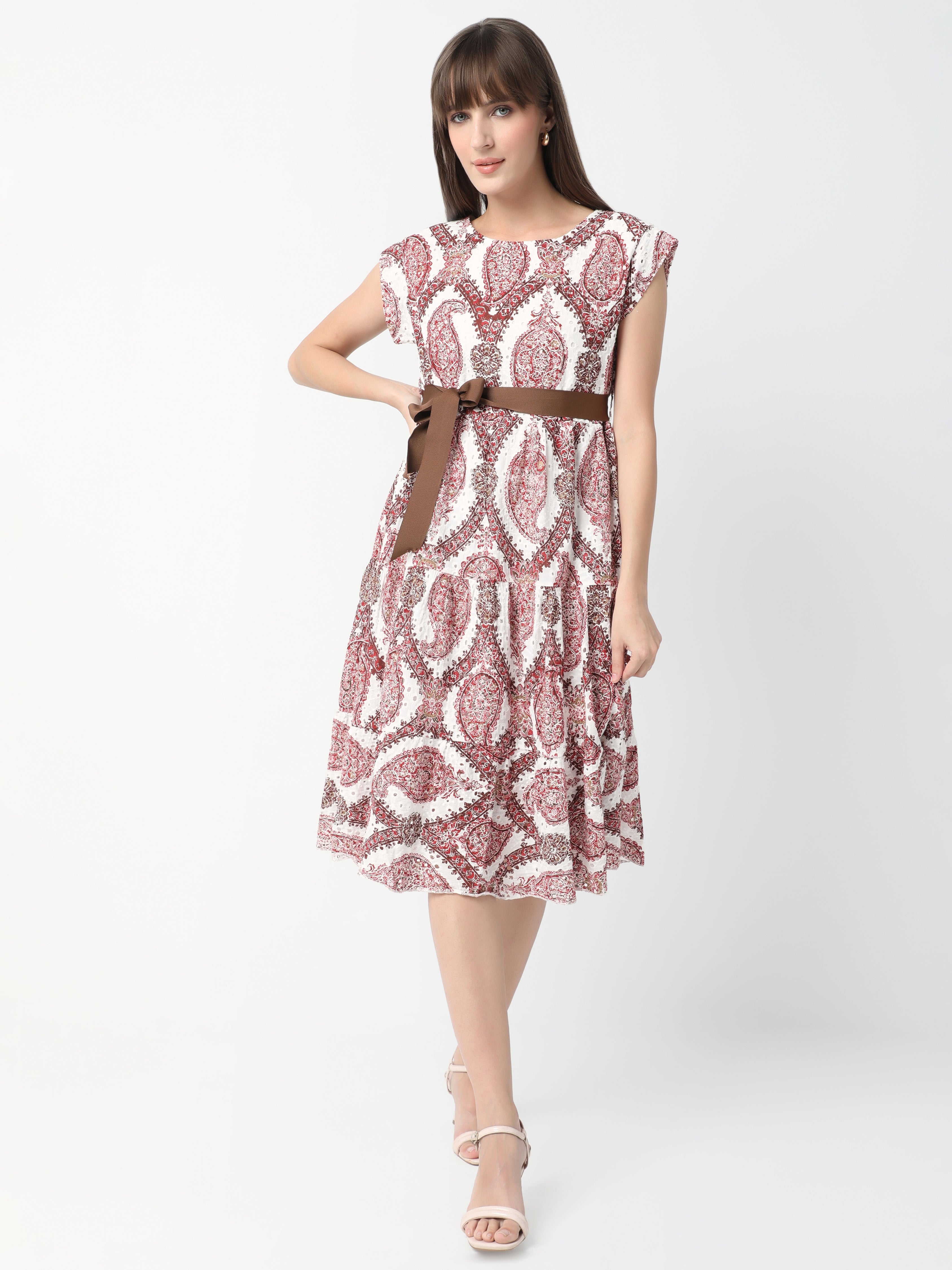 Paisley Poise Tie-Waist Dress