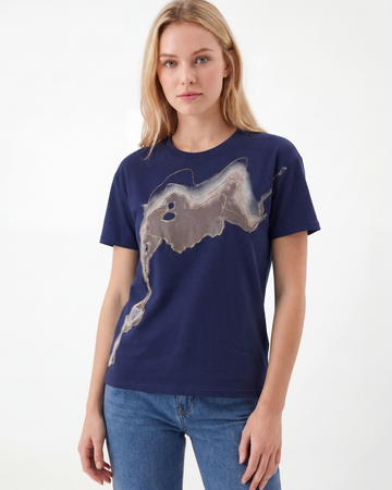 Abstract Metallic Outline Print Tee