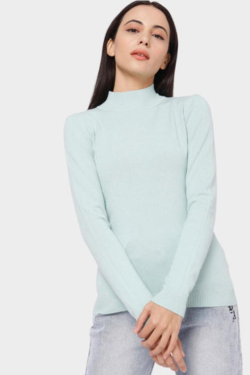 Mock Neck Fitted Long Sleeve Knit Top