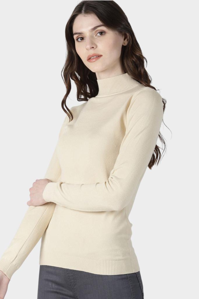Mock Neck Fitted Long Sleeve Knit Top