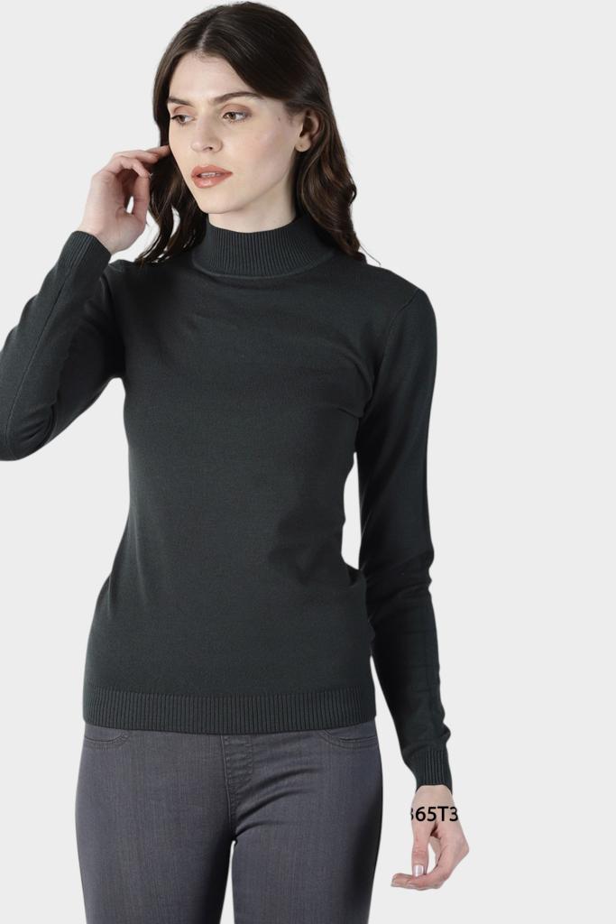Mock Neck Fitted Long Sleeve Knit Top