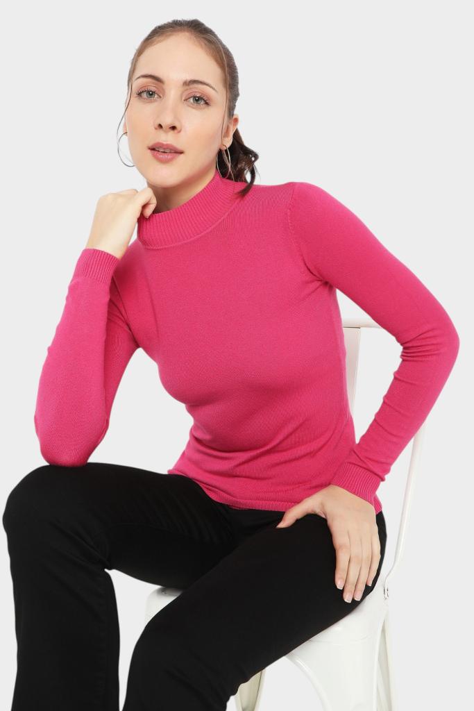 Mock Neck Fitted Long Sleeve Knit Top