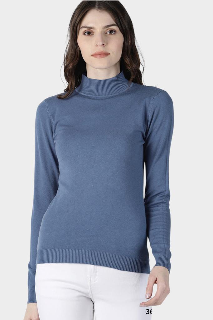 Mock Neck Fitted Long Sleeve Knit Top