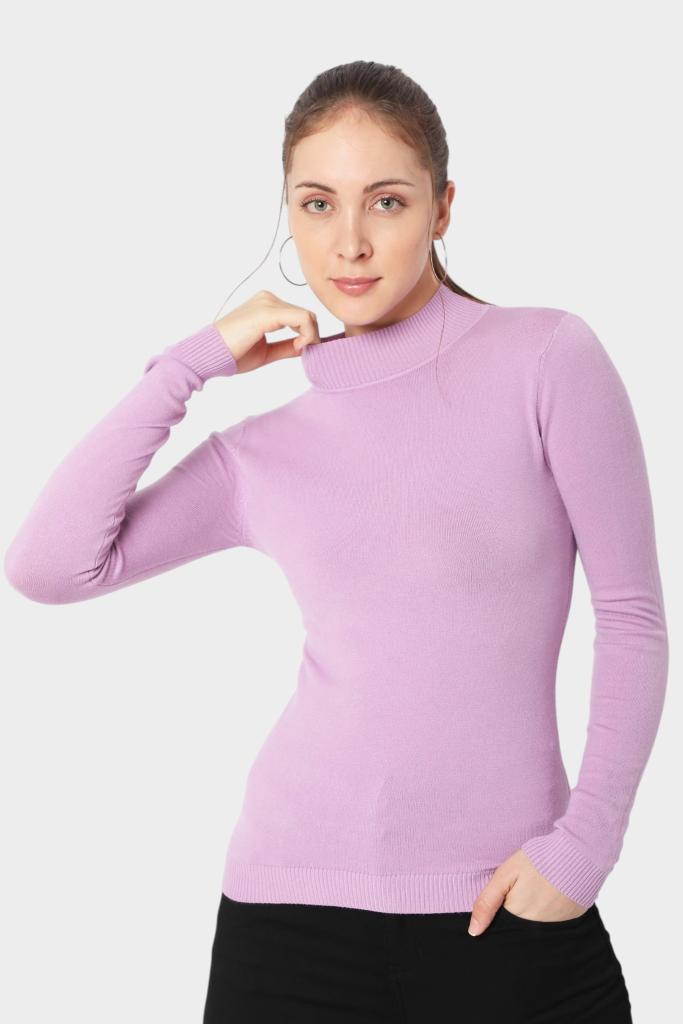 Mock Neck Fitted Long Sleeve Knit Top