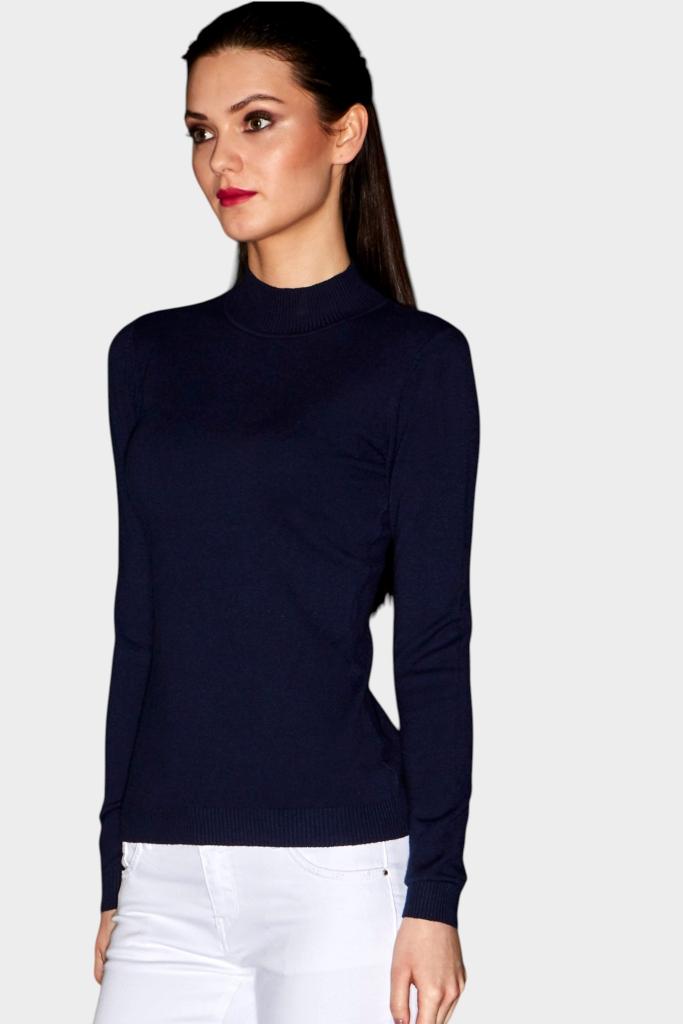 Mock Neck Fitted Long Sleeve Knit Top