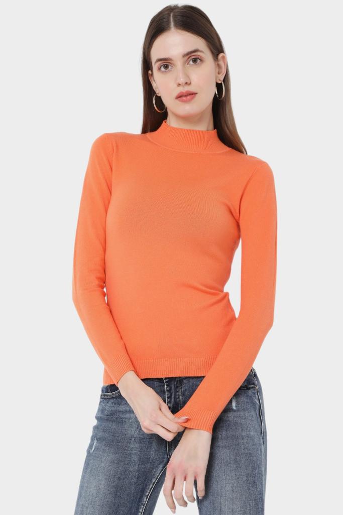 Mock Neck Fitted Long Sleeve Knit Top