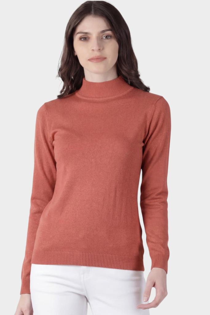 Mock Neck Fitted Long Sleeve Knit Top