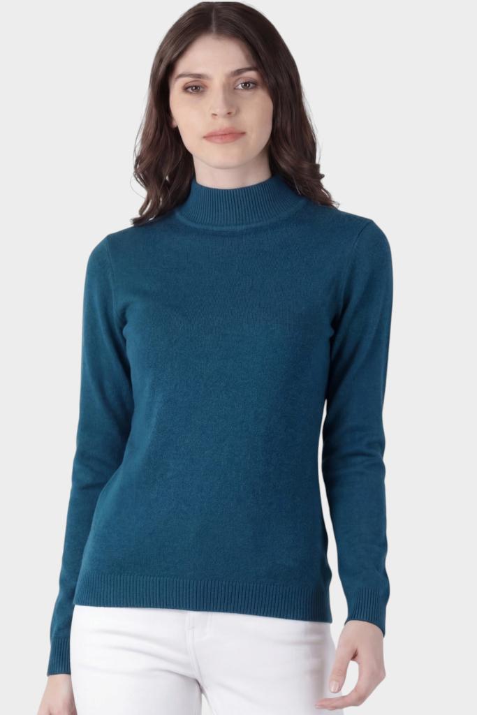 Mock Neck Fitted Long Sleeve Knit Top