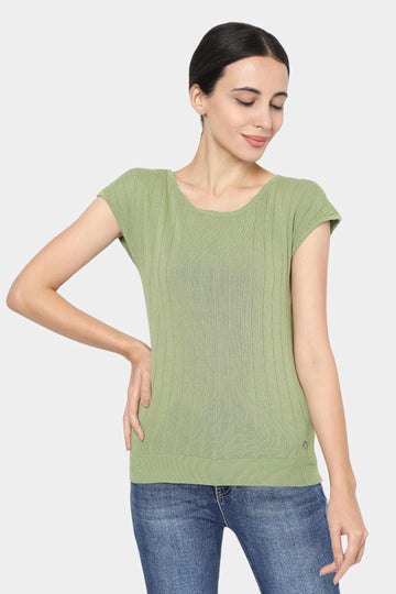 Ribbed Knit Cap Sleeve Top