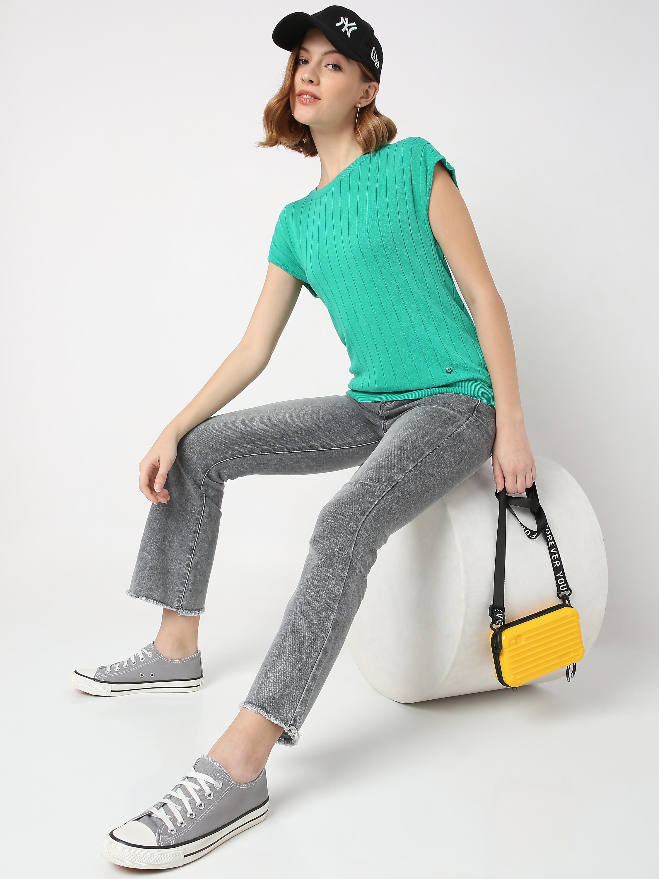 Ribbed Cap Sleeve Knit Top